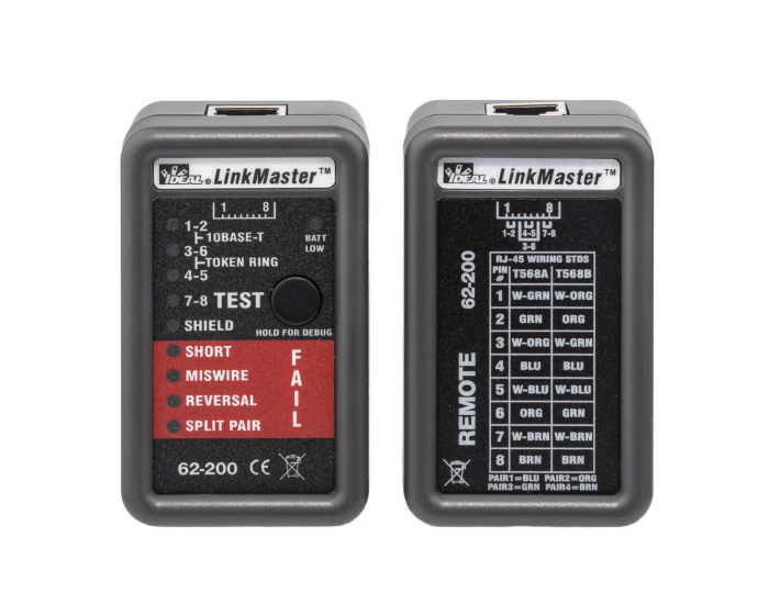 LinkMaster® RJ45 CAT 3/5e/6/6a Wiremapper (62-200)